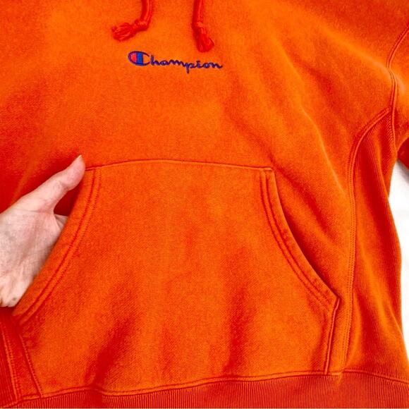 Champion Orange Vintage Women’s Reverse Weave Hooded Pullover Sweatshirt, S - Picture 4 of 12
